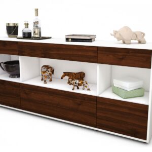 Sideboard - Fabiana - Design Holzdekor - Freistehend mit Push to Open 180 cm Weiss - Front Zeder  Bestellnummer:1020303576