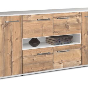 Sideboard - Farina - Design Holzdekor - Freistehend mit Griffe 180 cm Weiss - Front Pinie  Bestellnummer:1020303796