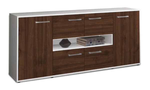 Sideboard - Farina - Design Holzdekor - Freistehend mit Griffe 180 cm Weiss - Front Zeder  Bestellnummer:1020303797