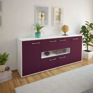 Sideboard - Farina - Design Farbakzent - Freistehend mit Griffe 180 cm Weiss - Front Mint  Bestellnummer:1020303804