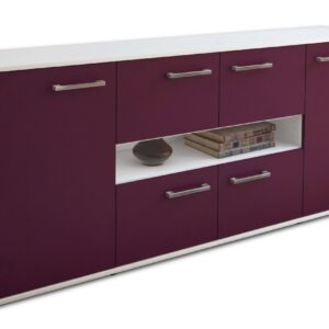 Sideboard - Farina - Design Farbakzent - Freistehend mit Griffe 180 cm Weiss - Front Lila  Bestellnummer:1020303806