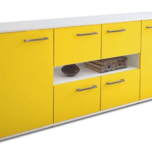 Sideboard - Farina - Design Farbakzent - Freistehend mit Griffe 180 cm Weiss - Front T?rkis  Bestellnummer:1020303807