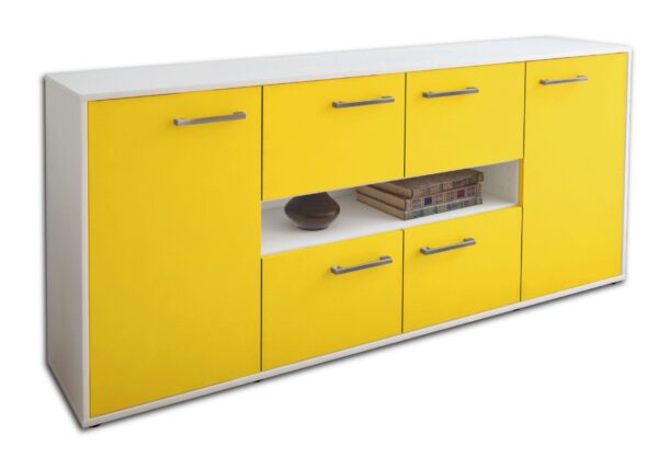 Sideboard - Farina - Design Farbakzent - Freistehend mit Griffe 180 cm Weiss - Front T?rkis  Bestellnummer:1020303807