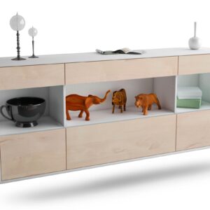 Sideboard - Fabiana - Design Holzdekor - Wandmontage mit Push to Open 180 cm Weiss - Front Zeder  Bestellnummer:1020303814