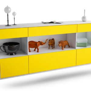 Sideboard - Fabiana - Design Farbakzent - Wandmontage mit Push to Open 180 cm Weiss - Front Mint  Bestellnummer:1020303821