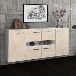 Sideboard - Farina - Design Holzdekor - Wandmontage mit Griffe 180 cm Weiss - Front Pinie  Bestellnummer:1020303830