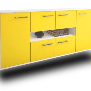 Sideboard - Farina - Design Farbakzent - Wandmontage mit Griffe 180 cm Weiss - Front Mint  Bestellnummer:1020303838