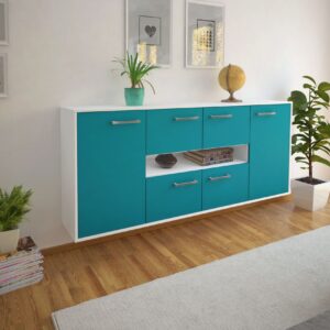 Sideboard - Farina - Design Farbakzent - Wandmontage mit Griffe 180 cm Weiss - Front Lila  Bestellnummer:1020303840