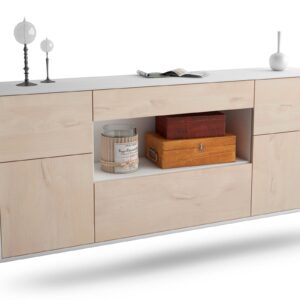 Sideboard - Fabiola - Design Holzdekor - Wandmontage mit Push to Open 180 cm Weiss - Front Zeder  Bestellnummer:1020303916