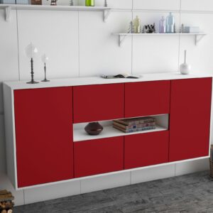 Sideboard - Farina - Design Farbakzent - Wandmontage mit Push to Open 180 cm Weiss - Front Lila  Bestellnummer:1020304027