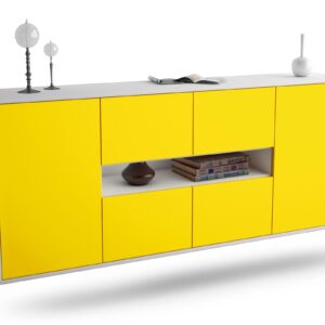 Sideboard - Farina - Design Farbakzent - Wandmontage mit Push to Open 180 cm Weiss - Front T?rkis  Bestellnummer:1020304028