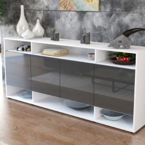 Sideboard - Felia - Design Hochglanz - Freistehend mit Push to Open 180 cm Weiss - Front Wei?  Bestellnummer:1020304090