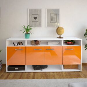 Sideboard - Felia - Design Hochglanz - Freistehend mit Griffe 180 cm Weiss - Front Schwarz  Bestellnummer:1020304106