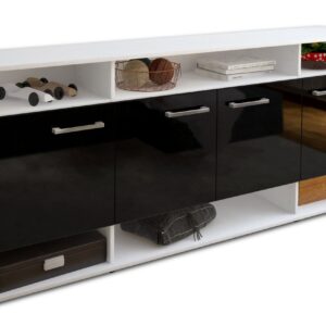 Sideboard - Felia - Design Hochglanz - Freistehend mit Griffe 180 cm Weiss - Front Gr?n  Bestellnummer:1020304108