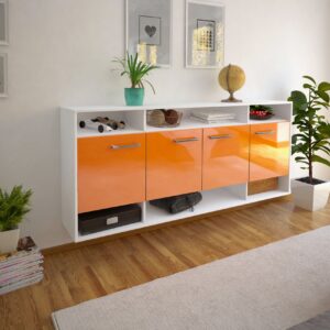 Sideboard - Felia - Design Hochglanz - Wandmontage mit Griffe 180 cm Weiss - Front Wei?  Bestellnummer:1020304141