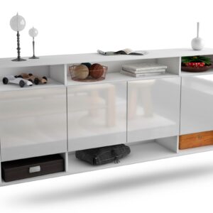 Sideboard - Felia - Design Hochglanz - Wandmontage mit Push to Open 180 cm Weiss - Front Wei?  Bestellnummer:1020304328