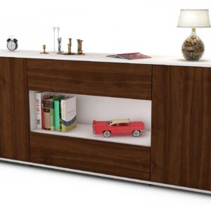 Sideboard - Filomena - Design Holzdekor - Freistehend mit Push to Open 180 cm Weiss - Front Zeder  Bestellnummer:1020304596