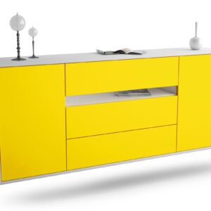 Sideboard - Fernanda - Design Farbakzent - Wandmontage mit Push to Open 180 cm Weiss - Front T?rkis  Bestellnummer:1020304640