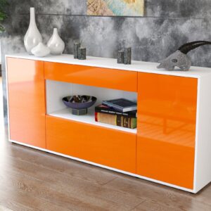 Sideboard - Fiora - Design Hochglanz - Freistehend mit Push to Open 180 cm Weiss - Front Wei?  Bestellnummer:1020304702