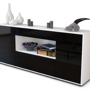 Sideboard - Fiora - Design Hochglanz - Freistehend mit Push to Open 180 cm Weiss - Front Gr?n  Bestellnummer:1020304703