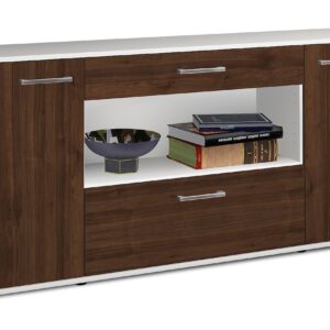 Sideboard - Fiora - Design Holzdekor - Freistehend mit Griffe 180 cm Weiss - Front Zeder  Bestellnummer:1020304715