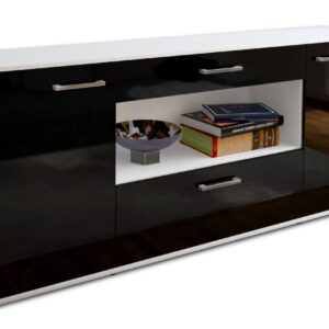 Sideboard - Fiora - Design Hochglanz - Freistehend mit Griffe 180 cm Weiss - Front Gr?n  Bestellnummer:1020304720