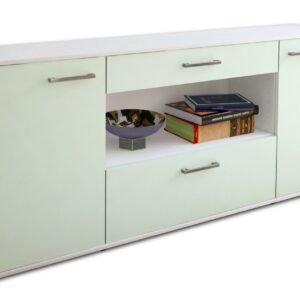 Sideboard - Fiora - Design Farbakzent - Freistehend mit Griffe 180 cm Weiss - Front Mint  Bestellnummer:1020304722