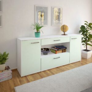 Sideboard - Fiora - Design Farbakzent - Freistehend mit Griffe 180 cm Weiss - Front Lila  Bestellnummer:1020304724