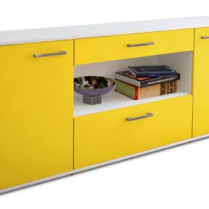 Sideboard - Fiora - Design Farbakzent - Freistehend mit Griffe 180 cm Weiss - Front T?rkis  Bestellnummer:1020304725