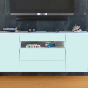 Sideboard - Filippa - Design Farbakzent - Wandmontage mit Push to Open 180 cm Weiss - Front Rot  Bestellnummer:1020304743