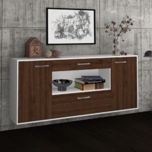 Sideboard - Fiora - Design Holzdekor - Wandmontage mit Griffe 180 cm Weiss - Front Pinie  Bestellnummer:1020304748