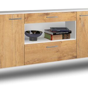 Sideboard - Fiora - Design Holzdekor - Wandmontage mit Griffe 180 cm Weiss - Front Zeder  Bestellnummer:1020304749