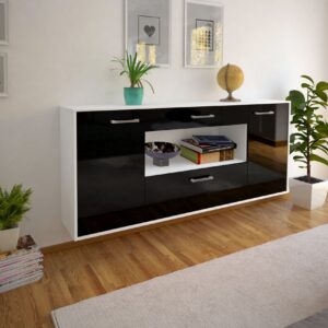 Sideboard - Fiora - Design Hochglanz - Wandmontage mit Griffe 180 cm Weiss - Front Wei?  Bestellnummer:1020304753