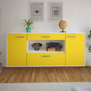 Sideboard - Fiora - Design Farbakzent - Wandmontage mit Griffe 180 cm Weiss - Front Mint  Bestellnummer:1020304756