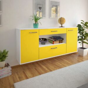 Sideboard - Fiora - Design Farbakzent - Wandmontage mit Griffe 180 cm Weiss - Front Lila  Bestellnummer:1020304758