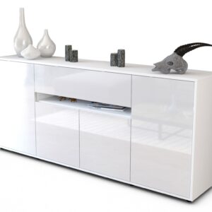 Sideboard - Flavia - Design Hochglanz - Freistehend mit Push to Open 180 cm Weiss - Front Wei?  Bestellnummer:1020304906