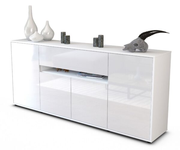 Sideboard - Flavia - Design Hochglanz - Freistehend mit Push to Open 180 cm Weiss - Front Wei?  Bestellnummer:1020304906