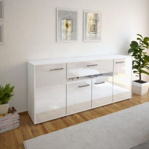 Sideboard - Flavia - Design Hochglanz - Freistehend mit Griffe 180 cm Weiss - Front Orange  Bestellnummer:1020304921