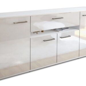 Sideboard - Flavia - Design Hochglanz - Freistehend mit Griffe 180 cm Weiss - Front Wei?  Bestellnummer:1020304923