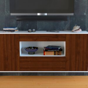 Sideboard - Fiora - Design Holzdekor - Wandmontage mit Push to Open 180 cm Weiss - Front Treibholz  Bestellnummer:1020304937