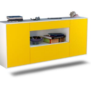 Sideboard - Fiora - Design Farbakzent - Wandmontage mit Push to Open 180 cm Weiss - Front Mint  Bestellnummer:1020304943