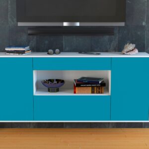 Sideboard - Fiora - Design Farbakzent - Wandmontage mit Push to Open 180 cm Weiss - Front Gelb  Bestellnummer:1020304944