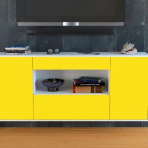 Sideboard - Fiora - Design Farbakzent - Wandmontage mit Push to Open 180 cm Weiss - Front Rot  Bestellnummer:1020304947