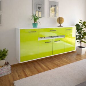 Sideboard - Flavia - Design Hochglanz - Wandmontage mit Griffe 180 cm Weiss - Front Wei?  Bestellnummer:1020304957