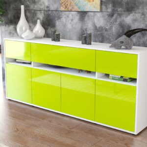 Sideboard - Flora - Design Hochglanz - Freistehend mit Push to Open 180 cm Weiss - Front Wei?  Bestellnummer:1020305008