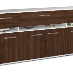 Sideboard - Flora - Design Holzdekor - Freistehend mit Griffe 180 cm Weiss - Front Eiche  Bestellnummer:1020305018