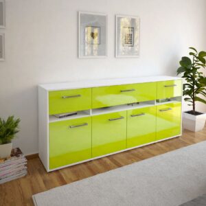 Sideboard - Flora - Design Hochglanz - Freistehend mit Griffe 180 cm Weiss - Front Wei?  Bestellnummer:1020305025