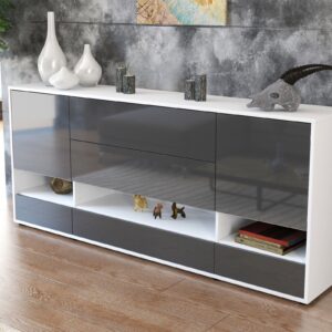 Sideboard - Florentina - Design Hochglanz - Freistehend mit Push to Open 180 cm Weiss - Front Wei?  Bestellnummer:1020305110