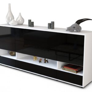 Sideboard - Florentina - Design Hochglanz - Freistehend mit Push to Open 180 cm Weiss - Front Gr?n  Bestellnummer:1020305111