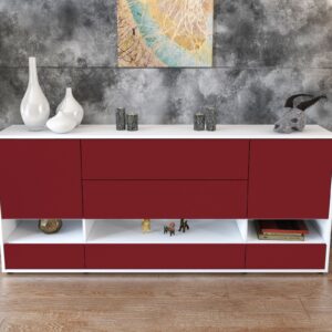 Sideboard - Florentina - Design Farbakzent - Freistehend mit Push to Open 180 cm Weiss - Front Gelb  Bestellnummer:1020305114